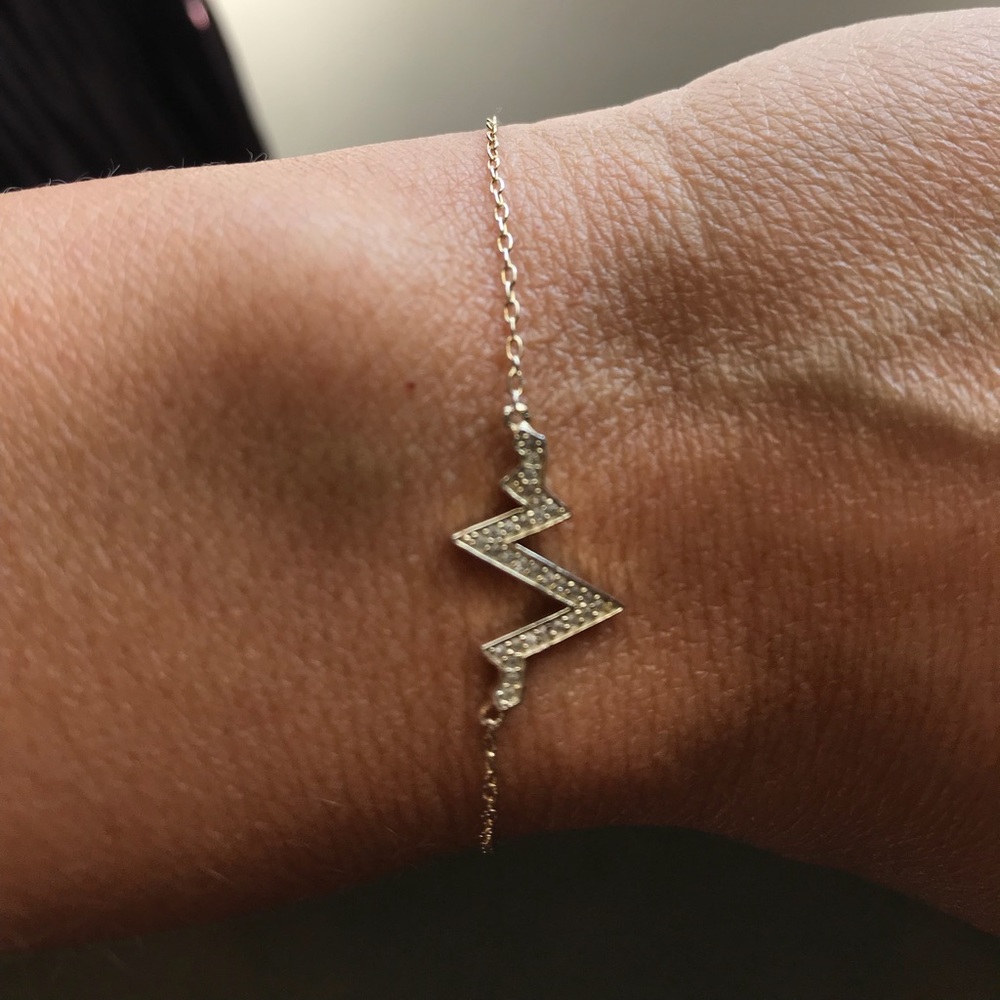 Vermeil Crystal Gold Heartbeat Bracelet Jewelmint